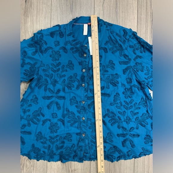 ANTHROPOLOGIE Pilcro Textured‎ Trapeze Buttondown Blouse Top in Blue Size S NWT - Picture 6 of 16